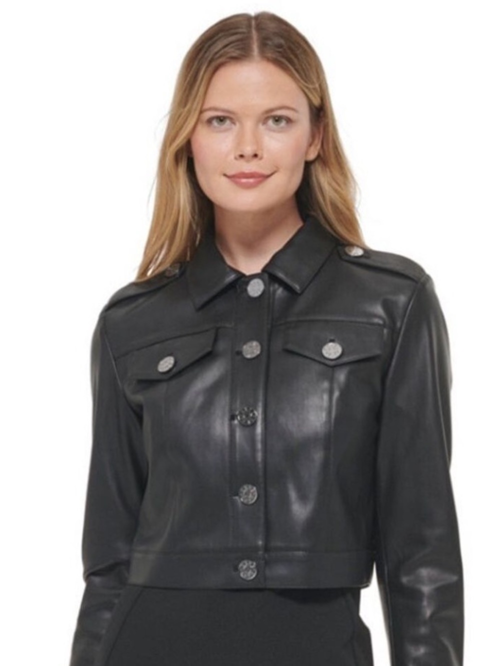 Black Women's Leather Jacket Moto Jacket Size 10 Medium New With Tags